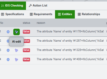 Detailed requirement and value comparison view used as AI editing context